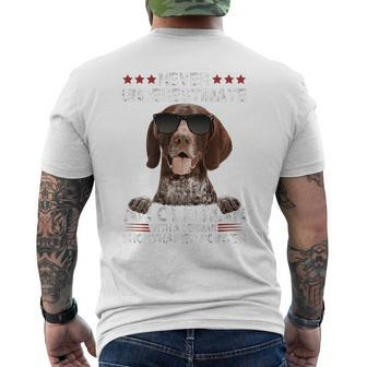 An Old Man With A German Shorthaired Pointer Mens Back Print T-shirt - Seseable