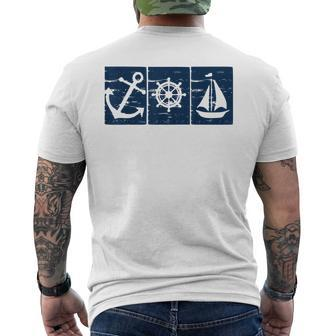 Anchor Wheel And Sailboat Mens Back Print T-shirt | Mazezy