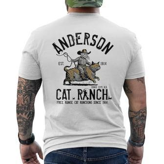 Anderson Cat Ranch Free Range Feline Ranching Anderson Funny Gifts Mens Back Print T-shirt | Mazezy