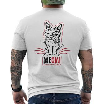 Angry Cat Funny Meow Kitten Cat Lover Gifts For Cat Lover Funny Gifts Mens Back Print T-shirt | Mazezy