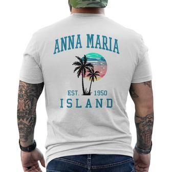 Anna Maria Island Florida Vintage Beach Palm Trees Summer Mens Back Print T-shirt - Seseable