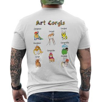 Art Corgis Master Painters As Corgi Welsh Pembroke Mens Back Print T-shirt | Mazezy