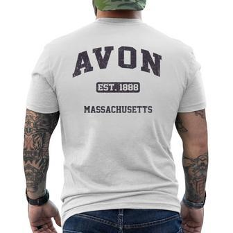 Avon Massachusetts Ma Vintage State Athletic Style Men's T-shirt Back Print | Mazezy
