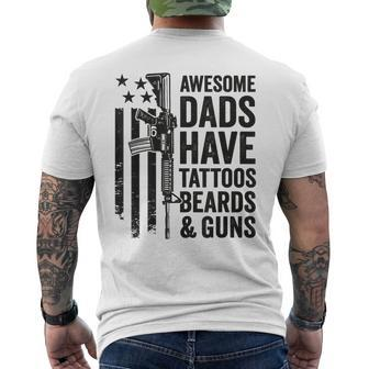 Awesome Dads Have Tattoos Beards & Guns - Funny Dad Gun Mens Back Print T-shirt - Thegiftio UK