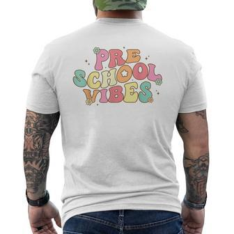 Back To School Preschool Vibes Retro Teacher Preschool Kids Mens Back Print T-shirt | Mazezy AU