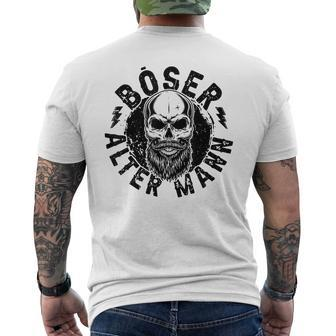 Bad Old Man Skull Skull With Beard  Mens Back Print T-shirt