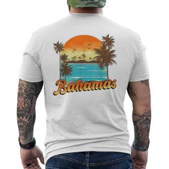 Bahamas Beach Summer Vacation Palm Trees Sunset Bahamas Funny Gifts Mens Back Print T-shirt | Mazezy