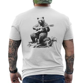 Bear Playing Acoustic Guitar Vintage Guitarist Music Lovers Guitar Funny Gifts Mens Back Print T-shirt | Mazezy AU