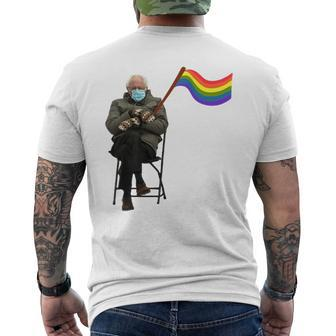Bernie Sanders Mittens Meme Lgbtq Flag Gay Pride Mens Back Print T-shirt | Mazezy