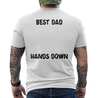 Best Dad Hands Down Kids Craft For Handprints Fathers Day Mens Back Print T-shirt | Mazezy