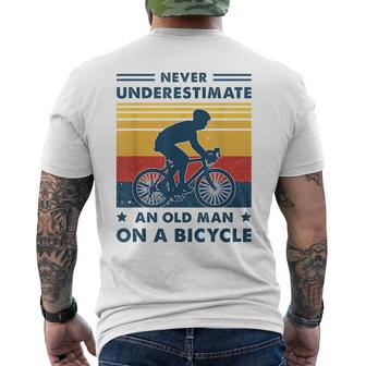 Bike Vintage Never Underestimate An Old Man On A Bicycle Mens Back Print T-shirt - Seseable