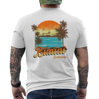 Bimini Bahamas Beach Summer Vacation Palm Sunset Bahamas Funny Gifts Mens Back Print T-shirt | Mazezy