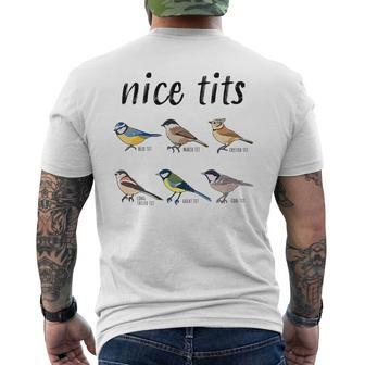 Bird Watching Funny Nice Tits Gift For Birding Bird Watching Funny Gifts Mens Back Print T-shirt | Mazezy