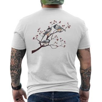 Bird Watching Nature Animal Vintage Blossom Chickadee Men's T-shirt Back Print | Mazezy