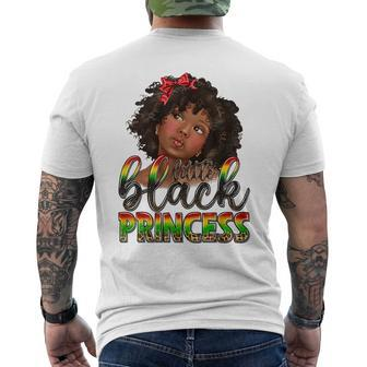 Black Melanin Little Black Princess Birthday Girl Afro Mens Back Print T-shirt | Mazezy