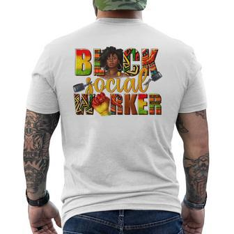Black Social Worker Junenth Freedom Day Black Woman Mens Back Print T-shirt - Seseable