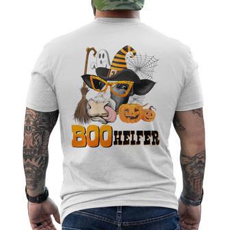 Boo Heifer Halloween Cow Farmer Pumpkin Men's T-shirt Back Print - Monsterry UK