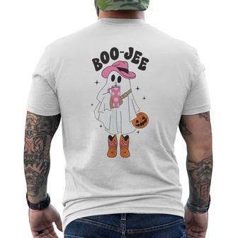 Boo-Jee Spooky Season Retro Ghost Western Halloween Boujee Men's T-shirt Back Print | Mazezy