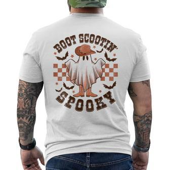 Boot Scootin Spooky Western Ghost Retro Halloween Costume Men's T-shirt Back Print - Monsterry CA