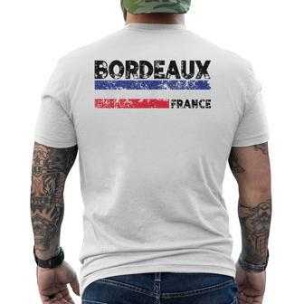 Bordeaux France Flag Tricolor French Distressed Cool Men's T-shirt Back Print - Seseable