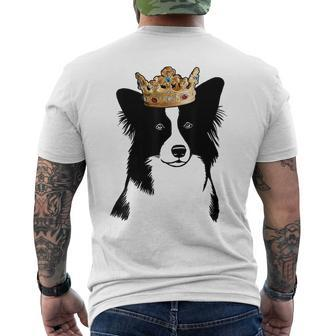 Border Collie Dog Wearing Crown Men's T-shirt Back Print | Mazezy