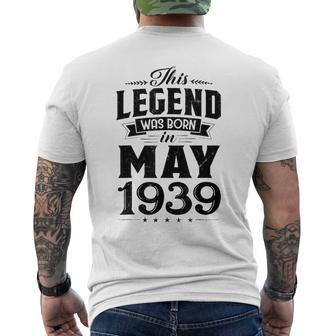 Born In May 1939 Retro Vintage 80 Year Old Birthday Men's Back Print T-shirt | Mazezy