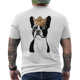 Boston Terrier Dog Wearing Crown Men's T-shirt Back Print | Mazezy DE