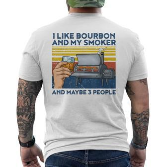 I Like Bourbon And My Smoker And Maybe 3 People Vintage Bbq Men's Back Print T-shirt | Mazezy