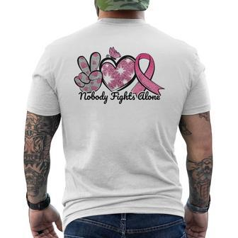 Breast Cancer Awareness Support Squad Warrior Pink Ribbon Men's T-shirt Back Print - Monsterry
