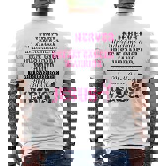 Breast Cancer Awareness Never Underestimate Breast Cancer Men's T-shirt Back Print | Mazezy