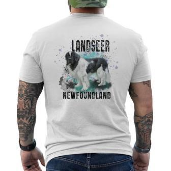 Brightly Painted Landseer Newfoundland Dog Breed Men's T-shirt Back Print | Mazezy
