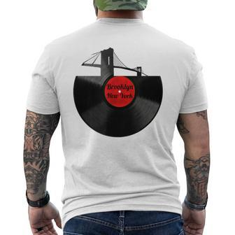 Brooklyn Bridge New York Vinyl Record Retro Hipster Men's T-shirt Back Print | Mazezy