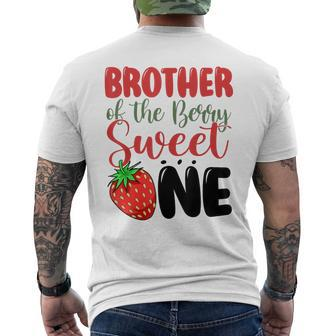 Brother Of The Berry Sweet One Strawberry First Birthday Men's T-shirt Back Print | Mazezy