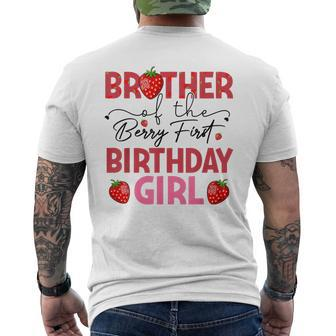 Brother Of The Berry First Birthday Gifts Girl Strawberry Mens Back Print T-shirt - Seseable