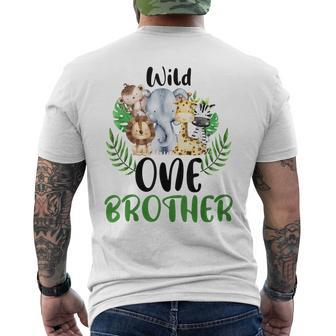 Brother Of The Wild One Zoo Birthday Safari Jungle Animal Mens Back Print T-shirt - Seseable