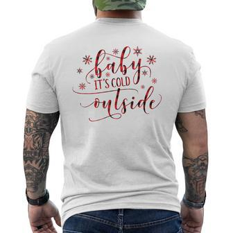 Buffalo Plaid Christmas Song Baby It's Cold Outside Men's T-shirt Back Print | Mazezy