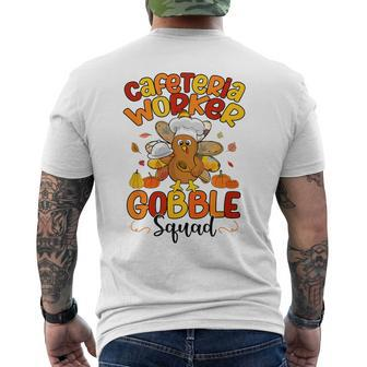 Cafeteria Worker Gobble Squad Turkey Chef Hat Thanksgiving Men's T-shirt Back Print - Seseable