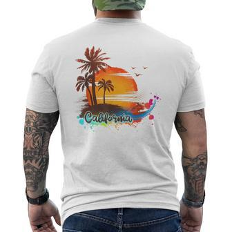 California Beach Summer Palm Trees Sunset California Gifts And Merchandise Funny Gifts Mens Back Print T-shirt | Mazezy