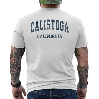 Calistoga California Ca Vintage Varsity Sports Navy Men's T-shirt Back Print | Mazezy