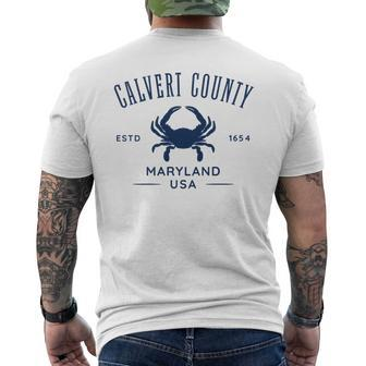 Calvert County Maryland Usa Crab Men's T-shirt Back Print | Mazezy
