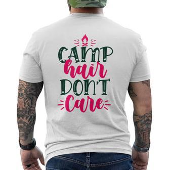 Camp Hair Dont Care Funny Camping Outdoor Camper Summer Mens Back Print T-shirt | Mazezy