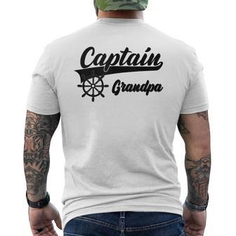 Captain Grandpa Boating Anchors & Wheel | Boat Captain Mens Back Print T-shirt | Mazezy