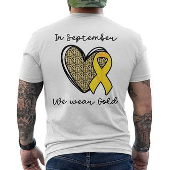 Childhood Cancer Awareness Month In September We Wear Gold Men's T-shirt Back Print | Mazezy
