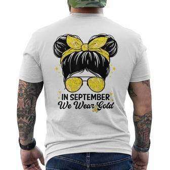 Childhood Cancer Awareness In September We Wear Gold Cute Men's T-shirt Back Print | Mazezy