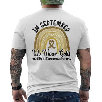 Childhood Cancer Awareness In September We Wear Gold Men's T-shirt Back Print - Seseable
