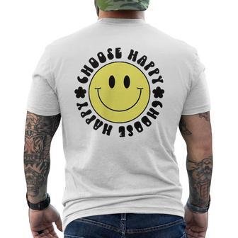 Choose Happy 70S Yellow Smile Face Cute Smiling Face Men's T-shirt Back Print - Monsterry