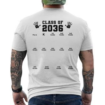 Class Of 2036 Handprint Grow With Me Pre-K Graduation Men's T-shirt Back Print - Seseable