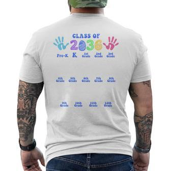 Class Of 2036 School Year Grow With Me K-12 Handprint Men's T-shirt Back Print - Seseable