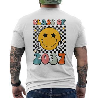 Class Of 2037 Grow With Me Back To School Retro Smile Face Men's T-shirt Back Print - Seseable