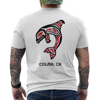 Colma California Native American Orca Killer Whale Men's T-shirt Back Print | Mazezy